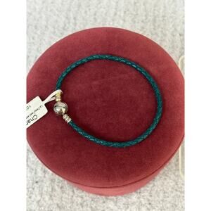 Chamilia Green Braided Leather Charm Bracelet NWT 8" #64172